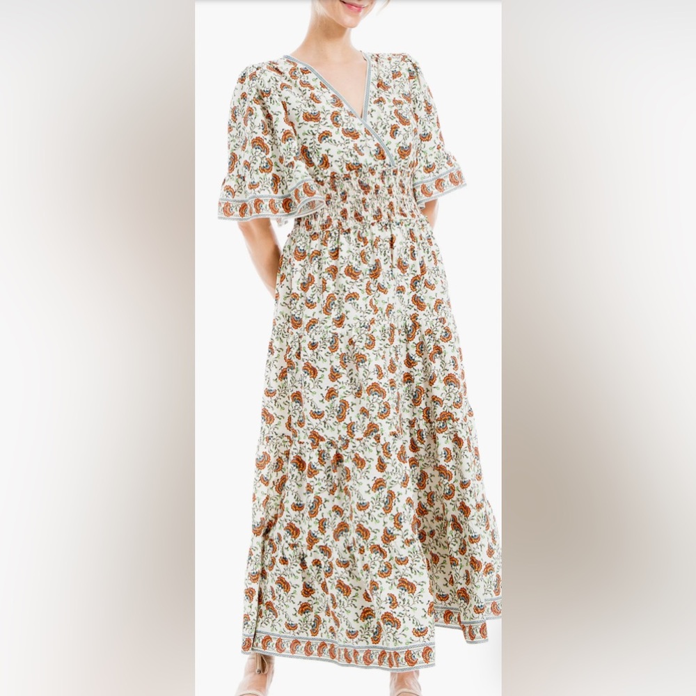 MAX STUDIO Smocked Waist Midi Dress size medium